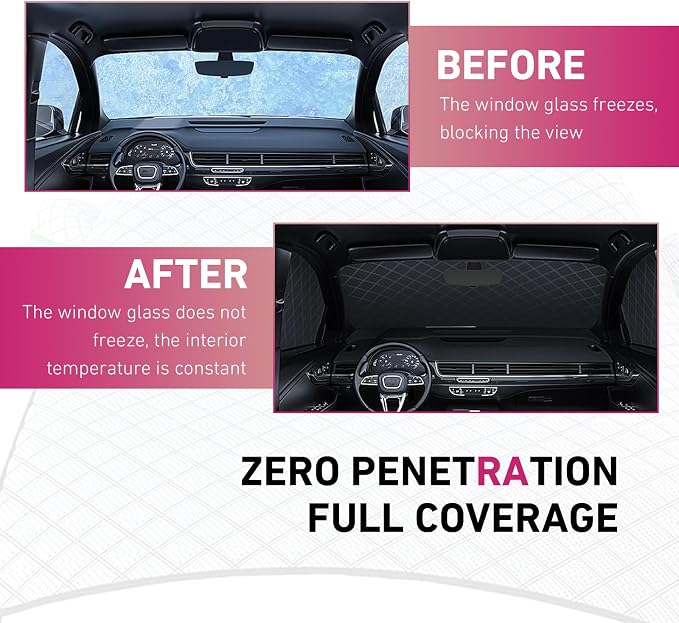 Car Half Car Cover Sunshade, Windshield Hood Front Window All-Season Protection Waterproof Dustproof Frostproof Car Cloth, Outdoor Foldable Protective Cover, Universal for Cars (Silver)