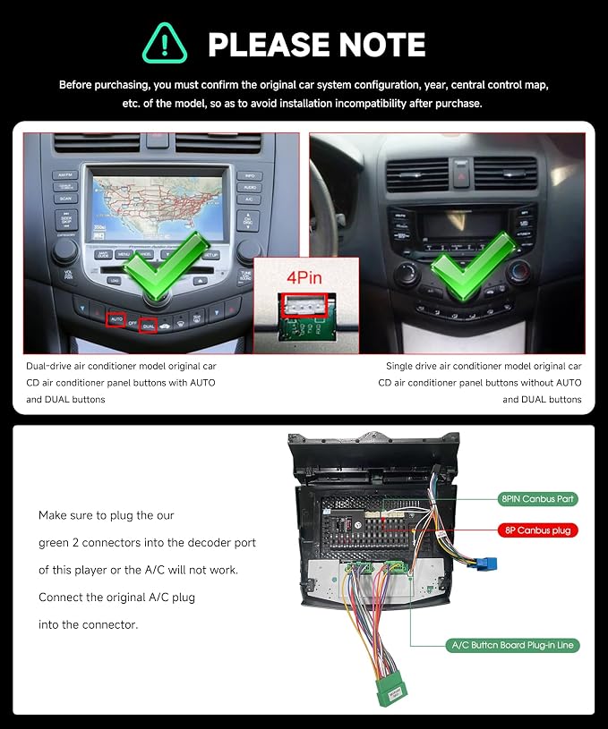 8Core 6G+128G Android 15 Car Stereo for Honda Accord 2003-2007, Car Radio Wireless Carplay Android Auto GPS WiFi 10.1'' Touchscreen DSP Bluetooth 5.0 FM/RDS SWC Backup Camera