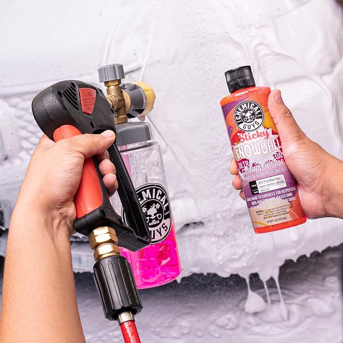 CWS21516 Sticky Snowball Ultra Snow Foam Car Wash Soap (Works with Foam Cannons or Bucket Washes) Safe for Cars, Trucks, Motorcycles, RVs & More 16 fl oz, Cherry Scent