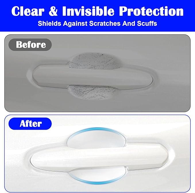20Pcs Car Door Handle Potector, Clear Cars Door Handles Scratch Protector, TPU Protective Film Doors Sill Protectors for Vehicles, Cars Doors Edge Guards for Most Car Handle