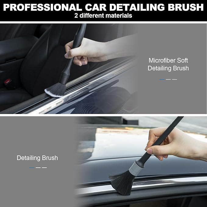 Car Interior Detailing Kit, Microfiber Duster with Cleaning Gel | Scratch-Free, Soft Brush, Complete 6Pcs Set, Deep Crevice, Car & Home Use, Ideal Gift