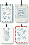 Blue Beach Car Air Freshener 4 Pcs Coconut Scented, Coastal Ocean Animal Bikini Car Accessories Mirror Decor for Women, Girly Beachy Hanging Air Freshener for Cars Closet Drawer Books