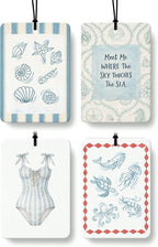 Blue Beach Car Air Freshener 4 Pcs Coconut Scented, Coastal Ocean Animal Bikini Car Accessories Mirror Decor for Women, Girly Beachy Hanging Air Freshener for Cars Closet Drawer Books