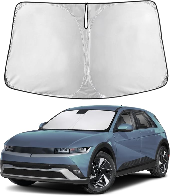 Windshield Sunshade Compatible for Hyundai Ioniq5 2022-2024 2025 2026, Sun Visor for Front Windshield & Window Sun Shade Cover, UV Heat Blocker & Protector, Car Accessories