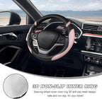 Car Steering Wheel Cover, 15 Inch Premium Leather Breathable Non-Slip Wheels Wrap, Universal Auto Comfortable Steering Wheel Protector for SUV Truck Van, Car Accessories (Pink)