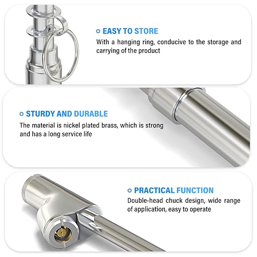 Silver Double Straight Type Tire Pressure Gauge，Dual Head Air Pressure Gauge 5Pcs，Pressure Range 10-150 Psi(Suitable for Trucks, etc.