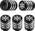Tire Valve Stem Cap Cover - (5 Pack) Tire Air Caps Metal with Plastic Liner Corrosion Resistant Leak-Proof Snow Snowflake for Car Motorcycle Bike Black