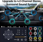 Double Din Car Stereo with Dash Cam, Wireless Apple CarPlay & Android Auto, 240W 4.2CHN, 7" Touchscreen, SWC, Bluetooth, FM/AM Car Radio, 2 Subwoofers Outputs, Backup Camera