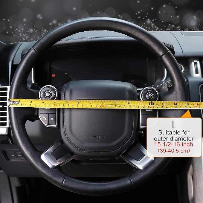 Breathable Car Steering Wheel Cover 16 inch Auto Universal Leather Wrap Non-Slip Steeringwheel Protector Automotive Interior Accessories, Beige (Suit for 15 1/2-16 inch)