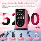 Tire Inflator Portable Air Compressor, LED Display & Auto Shut-Off, 5 Modes, 150PSI Cordless Air Pump with Digital Pressure Gauge for Car, Balls, Bike, Motorcycle, Pink Car Accessories for Women