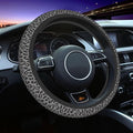 Black Leopard Print Steering Wheel Cover Universal 15 Inch Cheetah Elastic Steering Wheel Cover Leopard Auto Car Accessories Non-Slip Breathable Neoprene Steering Wheel Covers Protector Universal