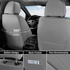 Coverado Car Seat Covers Full Set, Nappa Leather Seat Covers, Waterproof Car Seat Protector with Lumbar Support, Automotive Seat Covers Universal Fit for Most Cars SUV Trucks (Black-Gray)
