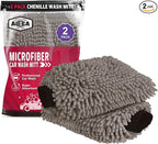 AIDEA Car Wash Mitt Microfiber, 2PK, Car Wash Brush, Grey, 7.12' X10.14'' | Scratch Free Lint Free Premium Chenille Microfiber Mitt, Cleaning Supplies, Regular Size