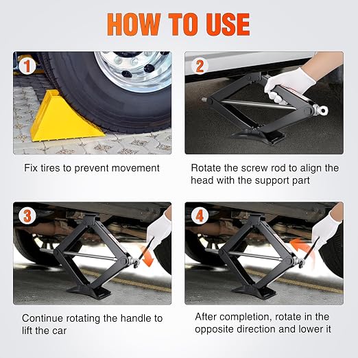 Scissor Jack for Car 2 Ton (4409 lbs), Heavy Duty Steel Scissor Lift Jack Car Kit with Crank Handle for Sedan SUV MPV Tire Changing, 3.9''-15.7'' Lifting Range Portable Small Jack, Black