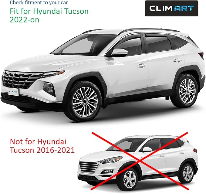 in-Channel Incredibly Durable Rain Guards for Hyundai Tucson 2022-2026, Original Window Deflectors, Vent Window Visors, Vent Deflector, 4 pcs. - 621037