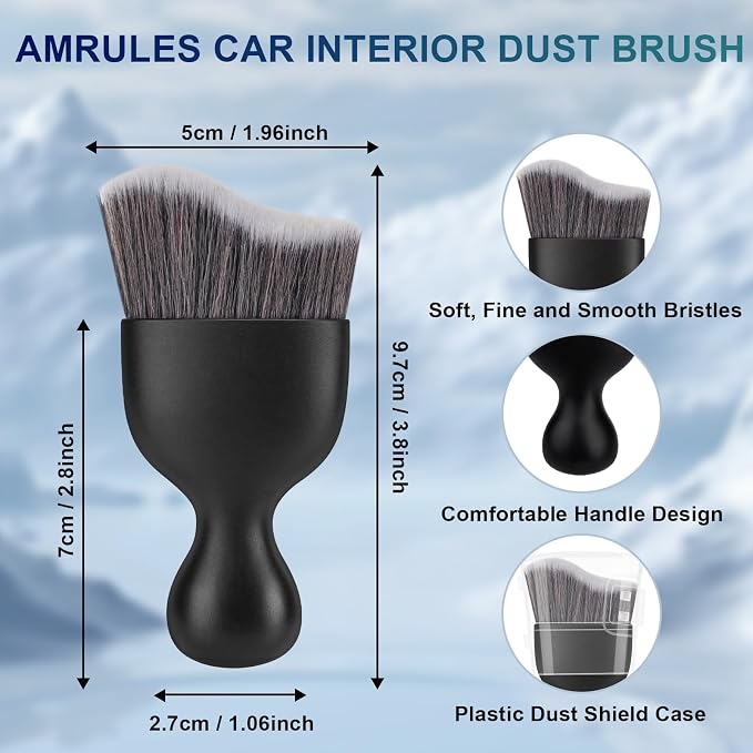 2 PCS Car Interior Detailing Brush, Auto Car Dusting Brushes, Soft Bristles Duster Removal Cleaning Tool for Dashboard Interior, Exterior, Skylight, Leather, Dust Brush, Dark Gray
