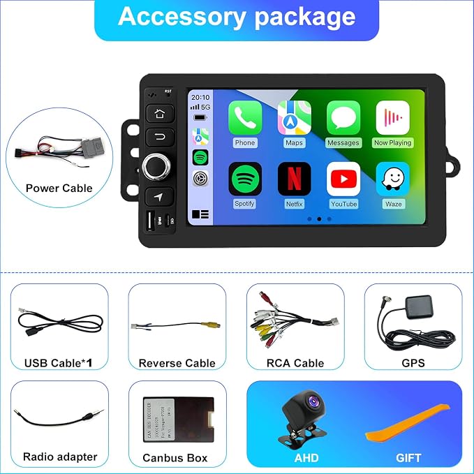 Android Radio for Chevrolet Chevy Silverado 2003 2004 2005 2006, Hummer H2 2003-2007, Tahoe GMC Sierra Yukon 2003-2006, 7" IPS Car Stereo with Backup Camera, Apple CarPlay & Android Auto GPS FM WiFi