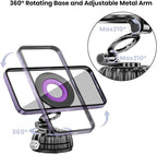 Stable Magnetic Vacuum Suction Cup Phone Holder for Car, Foldable Hands-Free Phone Mount for Dashboard and Windshield, Fit for iPhone & Android Phones, 360° Rotation, Convenient for Calls (Purple)