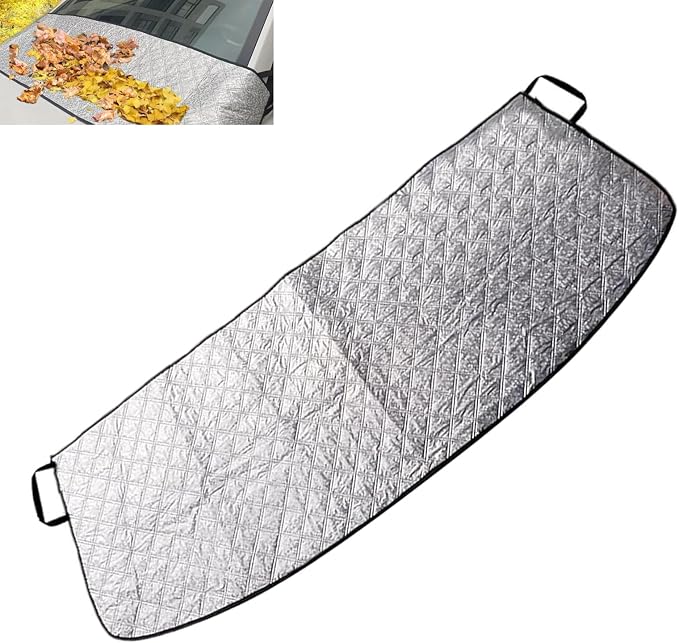 Windshield Cover, Dust/Leaf Resistant Windshield Trough Protection Cover, 66.9" x 17.7" Front Window Protector for All Seasons, Fit for Most Cars Trucks (Silver)