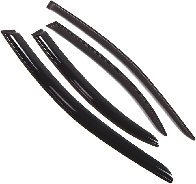WD2-097 Dark Smoke 4 Pcs Set Window Visor (Outside Mount) Deflector Rain Guard Compatible with 2001-2006 Dodge Stratus