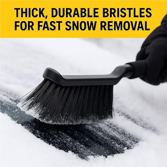 17" Snow Brush and Ice Scraper, Compact Car Snow Removal Tool with Durable Brush Head & Ice Scraper Winter Windshield Cleaner with Comfortable Grip