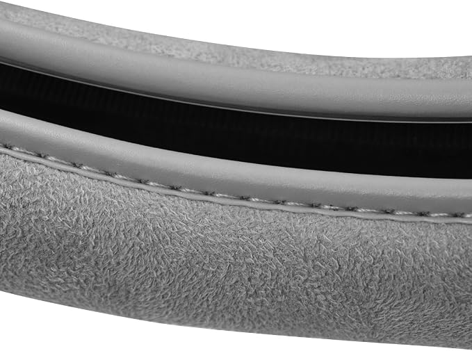 Car Steering Wheel Cover,14.5-15 Inch Gray Faux Suede Universal Memory Foam Auto Steering Wheel Covers Breathable Anti-Slip Odorless Steering Wheels Accessories for Men Women