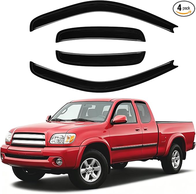 Tundra Rain Guards - Window Visors for Toyota Tundra Extended Cab/Access Cab 2000-2006, Outside-Mount Tape-On Side Window Wind Deflectors for Tundra Accessories, Vent Visors Shades Rainproof