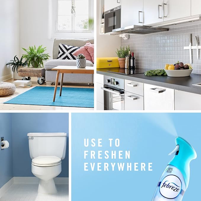 Air Mist Air Freshener Spray, Odor-Fighting Room Spray, Air Fresheners for Home and Bathroom and Kitchen, Aerosol Can, Heavy Duty Crisp Clean Scent, 8.8oz, (Pack of 3)