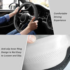 Black Steering Wheel Cover, Universal 15 inch, Microfiber Leather Black, Soft and Odorless, Durable Leather Cover with Anti-Slip Lining