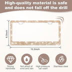 2 Pack Bling License Plate Frames for Women, Sparkly Rhinestone Diamond Car Accessories with Glitter Crystal Caps (Champagne)