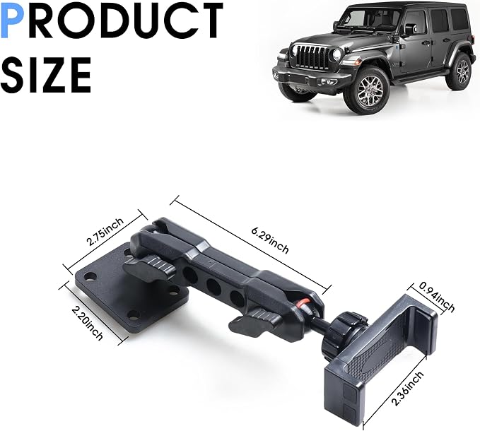 2024 2025 JL Cell Phone Mount for Jeep Wrangler - Dash Cell Phone Mount Dashboard Phone Holder for 2024+ Jeep Wrangler JL 4XE Accessories 2025+ Jeep Gladiator JT Accessories, 1 Pack, Black
