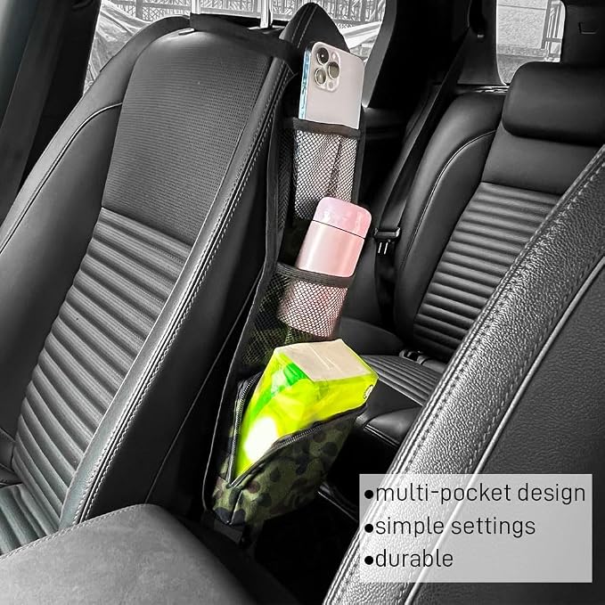 Car Seat Side Storage Pocket, Car Multifunctional Seat Organizer Hanging Bag, Auto Mobile Phone Wallet Sunglasses Mesh Net Pocket, Auto Accessories for Cars SUVs Trucks (Green, 1PCS)