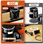 2 Pack Large Desk Cup Holder, Anti-Spill Cup Holder for Desk or Table, Sturdy and Durable, Easy to Install, Enough to Hold Coffee Cups, Water Bottles, Gaming PC Office Accessories, Black
