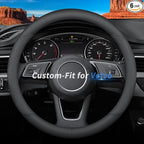 Custom-Fit for Volvo Steering Wheel Cover, Premium Leather Car Steering Wheel Cover with Logo, Non-Slip, Breathable (B-Style,for Volvo)
