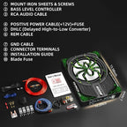 2026 Upgraded 1600W 10" Slim Under Seat Subwoofer with Built-in Amplifier - Powered Car Low Profile Bass Sub - Individual Controls (LPF/Gain/Bass Boost) LED Ambient Lights