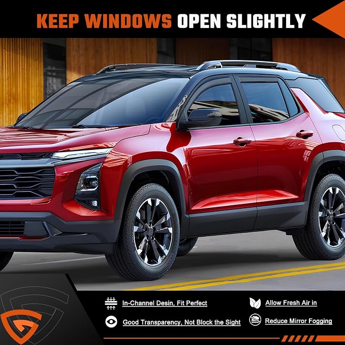 in-Channel Rain Guards Compatible with Chevrolet Equinox 2025-2026 (NOT for EV), Durable Side Windows Rain Guard Wind Visor 2025 2026 Equinox Window Deflectors Black 4 PCS