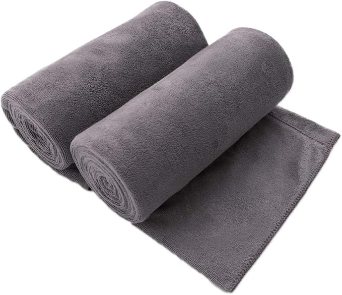 Microfiber Bath Towel 2 Pack(30" x 60"), Oversized Thick Towels, Soft, Super Absorbent and Fast Drying, No Fading Multipurpose Use for Sports, Travel, Fitness, Yoga, 30 in 60 in, Grey Count | Microfiber, Hanging Loop, Oversized, Soft & Absorbent, F...