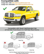 Extra-Thick Window Rain Guards Fit for Dodge Ram 1500 2002-2008 Quad Cab&Ram2500/3500 2003-2009 Extended Cab Rain Guards Truck Vent Shades Tape-on Window Deflectors Vent Visors