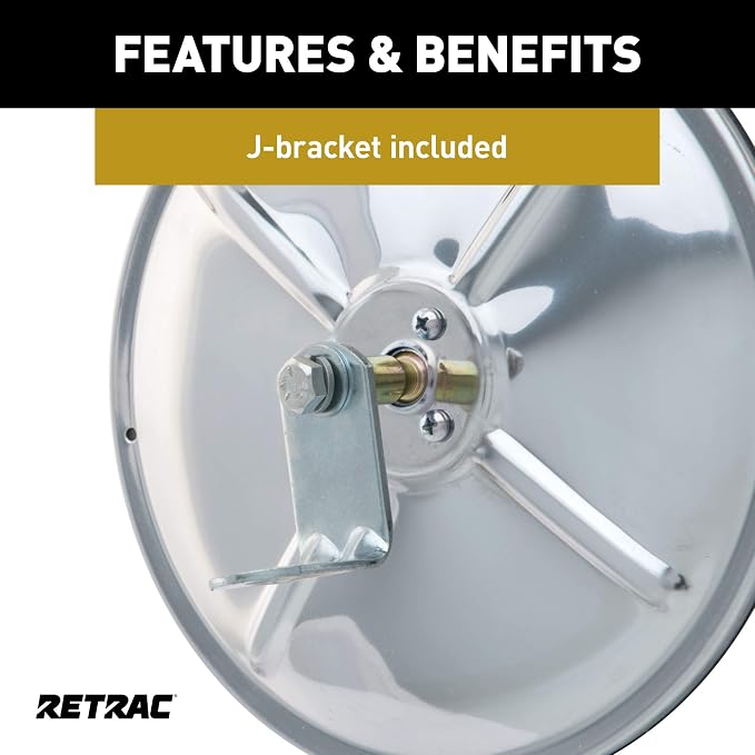 610673 8-Inch Stainless Steel Center-Mount Convex Mirror Head with J-Bracket, Universal Driver or Passenger Side