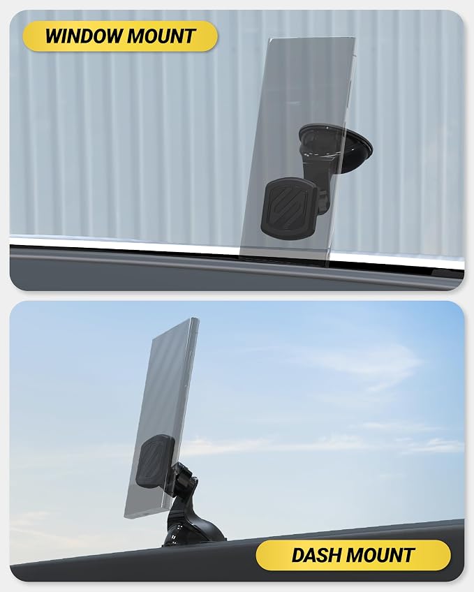 Extra Strength Suction Car Phone Mount, Magnetic Phone Holders for Your Car Windshield/Dashboard, Car Holder with 360° Rotation, Thick Metal Plate for iPhone and Android, Not MagSafe, 2-Pack
