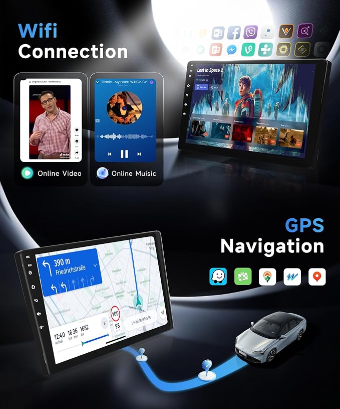 8 Core 6+128G Android 15 Car Stereo for Toyota Camry 2006 2007 2008 2009 2010 2011 Wireless Carplay Android Auto, 9’’ Touchscreen Radio GPS Bluetooth Mirror Link WIFI FM/RDS 32EQ DSP Backup Camera SWC