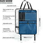 Marine Blue Seat Back Organizer Car Backseat Protective Kick Mat with Mesh Pockets, Kick Mats Back Seat Protector for Suv