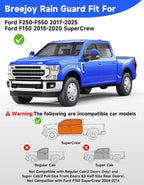 in-Channel Window Rain Guard Fit for 2015-2020 Ford F150 SuperCrew & Ford F250-F550 2017-2026 Truck,Window Rain Guards Visors Vent Visors Window Deflector Vent Shades Car Accessories