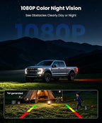 6" Solar Wireless Backup Camera: No Drilling 1-Min Quick Install | Dual Antenna for Smooth Live View, 1080P Screen with Color Night Vision, Long Battery & Solar Recharge for Car Truck Trailer