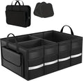 CloudDream Trunk Organizer for Car,70L Large Foldable Waterproof Organizer for SUV,Truck, Van & Sedan,3 Compartments, Black (Black-23.6")