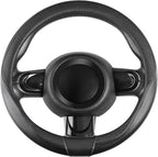 Steering Wheel Cover 14-14.25 inch (35.5-36 cm) Small Size, Microfiber Leather, Non-Slip Comfortable Grip, Fits Cars Prius Civic Model 3 Model Y Camaro, Black