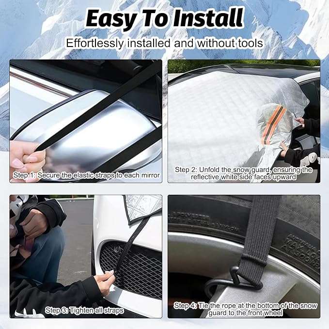 Windshield Cover for Ice and Snow, Windshield Snow Cover, Car Windshield Cover, 600D Waterproof Heavy Duty Universal for Most Cars SUVs Vans Truck (90 x 98 Inch)