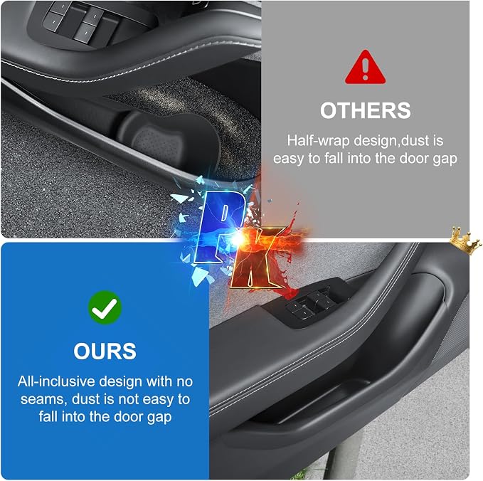 Door Side Organizer for Tesla Model 3 2026, Upgraded Soft Silicone Door Protector Slot Pockets Storage Box for Tesla Model 3 Highland 2024-2026, Black-4PCS