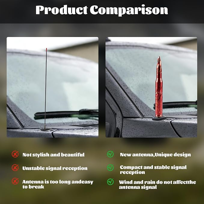 Famobay Stubby Bullet Antenna Car Truck Antenna with Chevy Silverado & GMC Sierra Trucks Heavy Duty Pickup Trucks Accessories（5.5inch Iridescent Color）