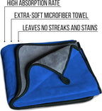 Extra Large Car Drying Towel 40"x24", 800 GSM Car Towel (Blue) | XL Professional Super Absorbent Drying Towels Car Detailing, Premium Microfiber Drying Towels for Cars, Double-Sided